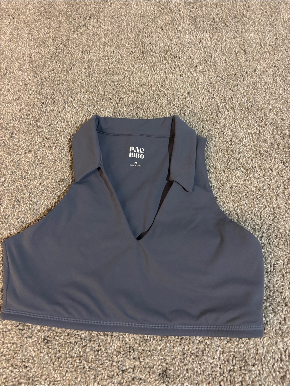 Slate Gray Collared Women’s Crop Top